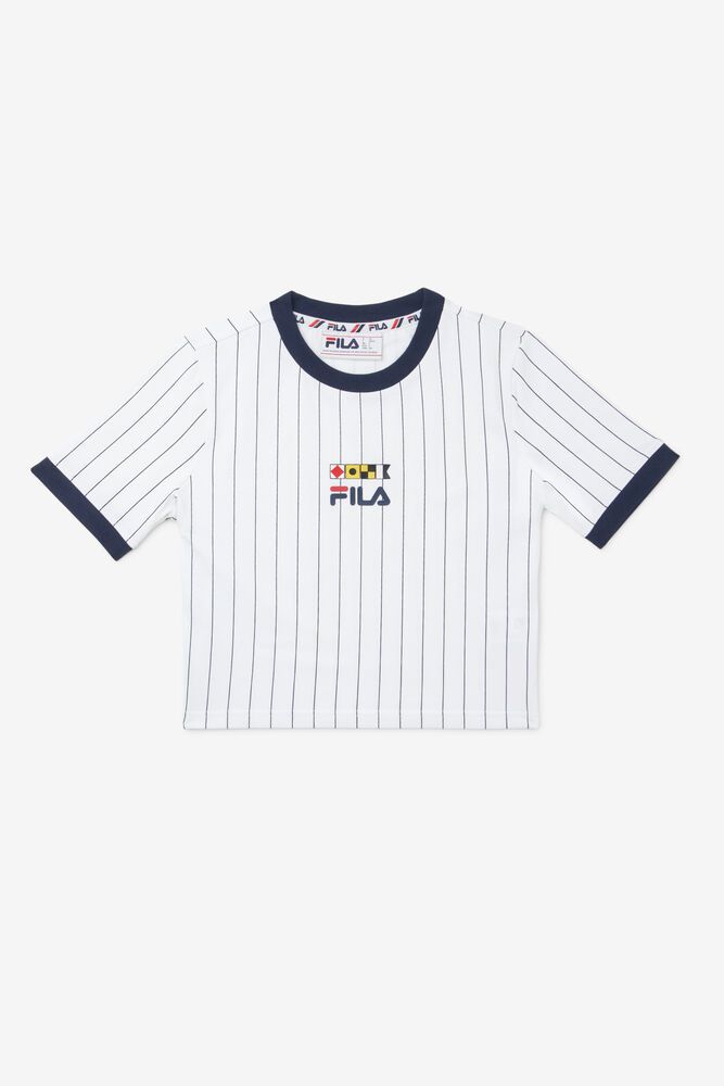 Fila Carola Cropped Ringer T-Shirt White - Womens - 38264FWIZ